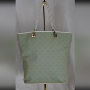 Gucci Light Green Tote with White Accents